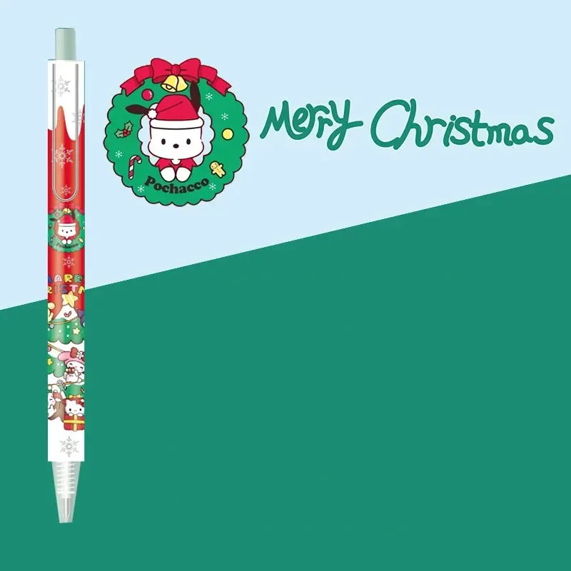 24 Pcs Sanrio Wow Christmas Gel Pen Cute Hello Kitty My Melody Gift Box 0.5mm Black Gel Pen School Office Stationery