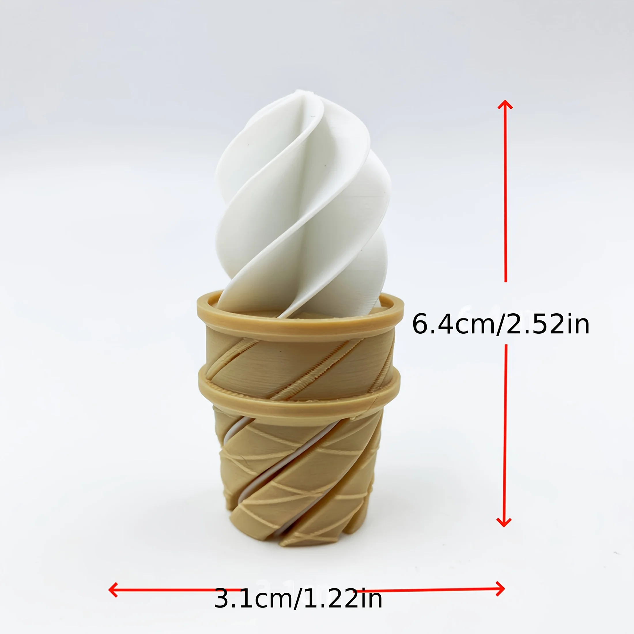3D Printed Ice Cream Cone Model, Ideal Gift for Friends and Family, Christmas and Valentine's Day Gifts