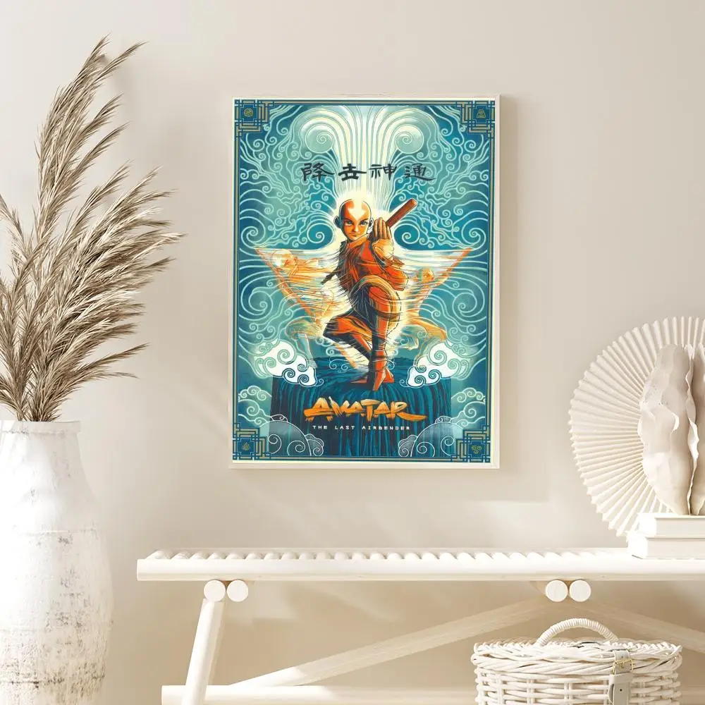 Avatar The Last Airbender Aang Fight Anime Self-adhesive Art Poster Retro Sticker DIY Room Bar Cafe Vintage Decorative Painting