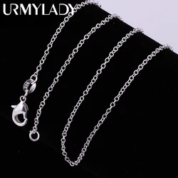 URMYLADY 1 PCS 925 Sterling Silver 16/18/20/22/24/26/28/30 Inch Length 1MM Rolo Chain Fashion Necklace Fine Jewelry