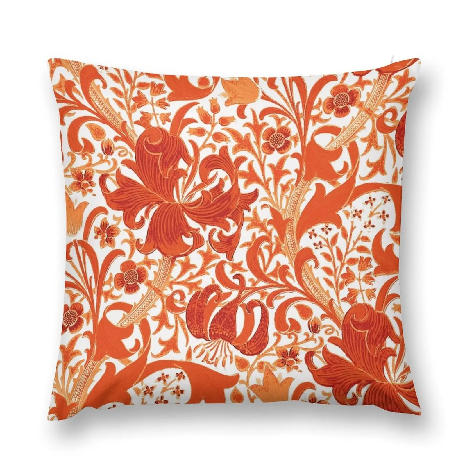 William Morris Iris and Lily, Mandarin Orange Throw Pillow Sofa Cover Plaid Sofa Embroidered Cushion Cover pillow