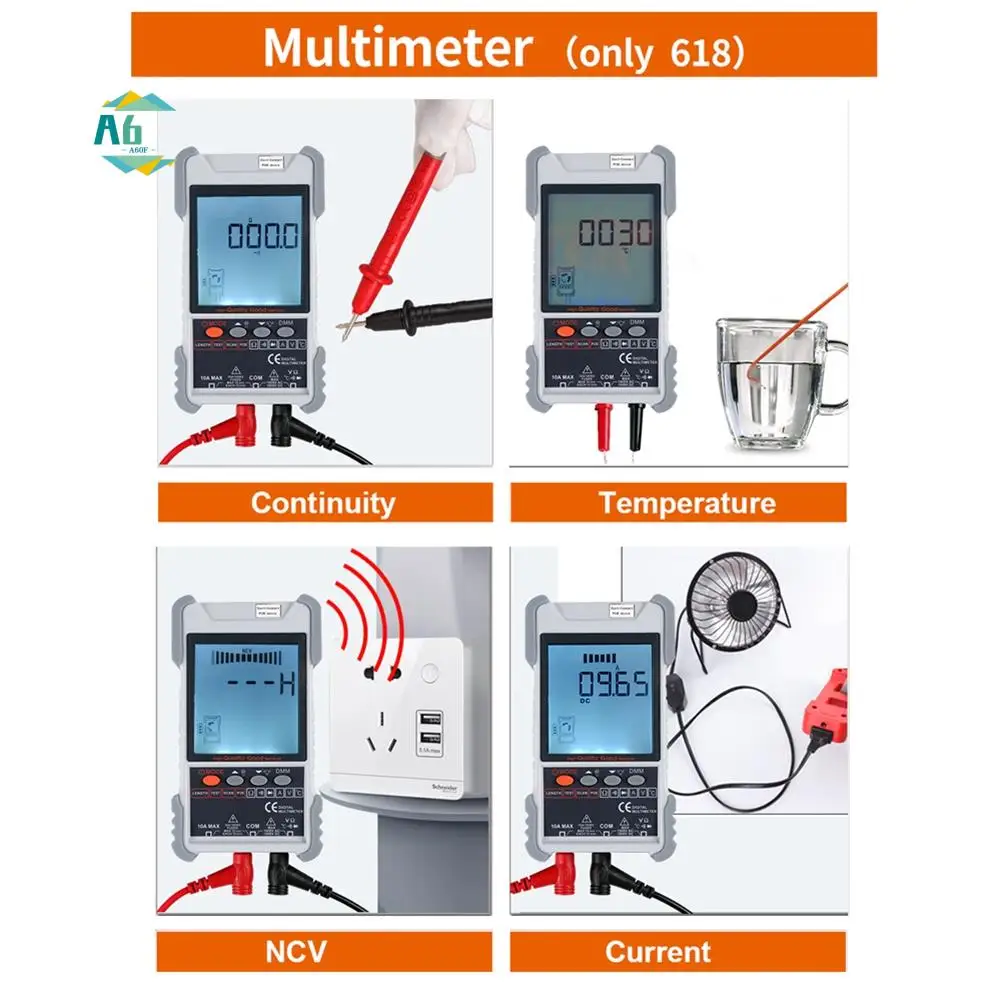 A60F-ET618 Network Cable Tester With LCD Display Analogs Digital Search POE Test Cable Wiremap Tester ID Mapping Tool