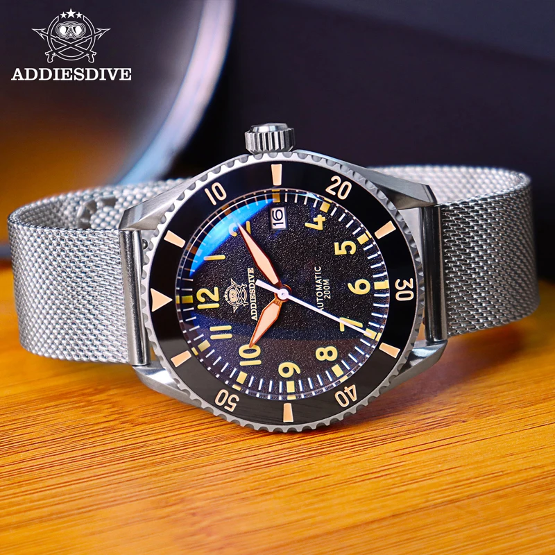 Imagem -02 - Addiesdive-relógios Mecânicos Automáticos Masculinos c3 Sapphire Luminoso Milanese Strap Aço Inoxidável Relógio Impermeável 20bar