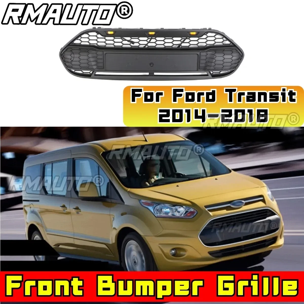 Front Racing Grill for Ford Transit 2014-2018 North America CONNECT Edition Car Front Bumper Racing Grille Grill Car Accessories