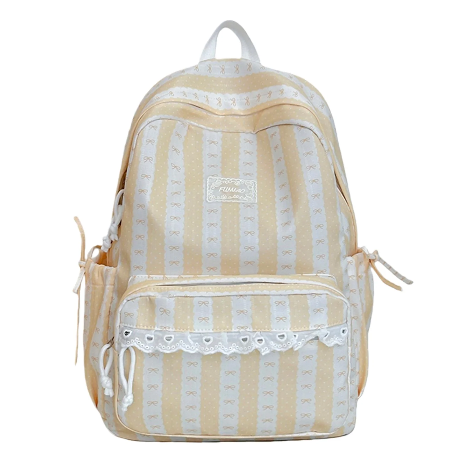 Women Nylon Stylish Strip Backpacks Multi-Pocket Lovely Macaron Color Schoolbag With Computer Compartment Spring Outing Backpack