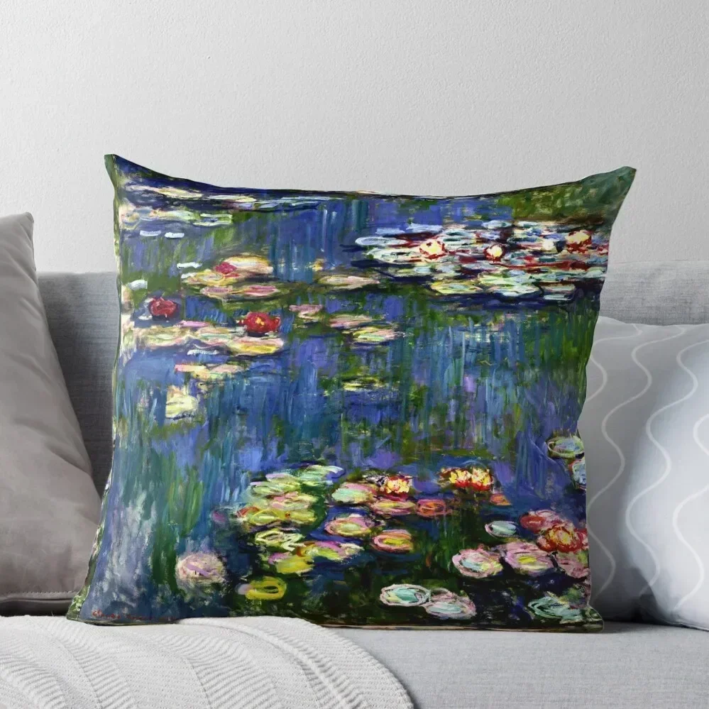 Claude Monet Water Lilies - L'Eau Lilies Monet Iconic Image of Impressionism Throw Pillow Throw Pillow pillow