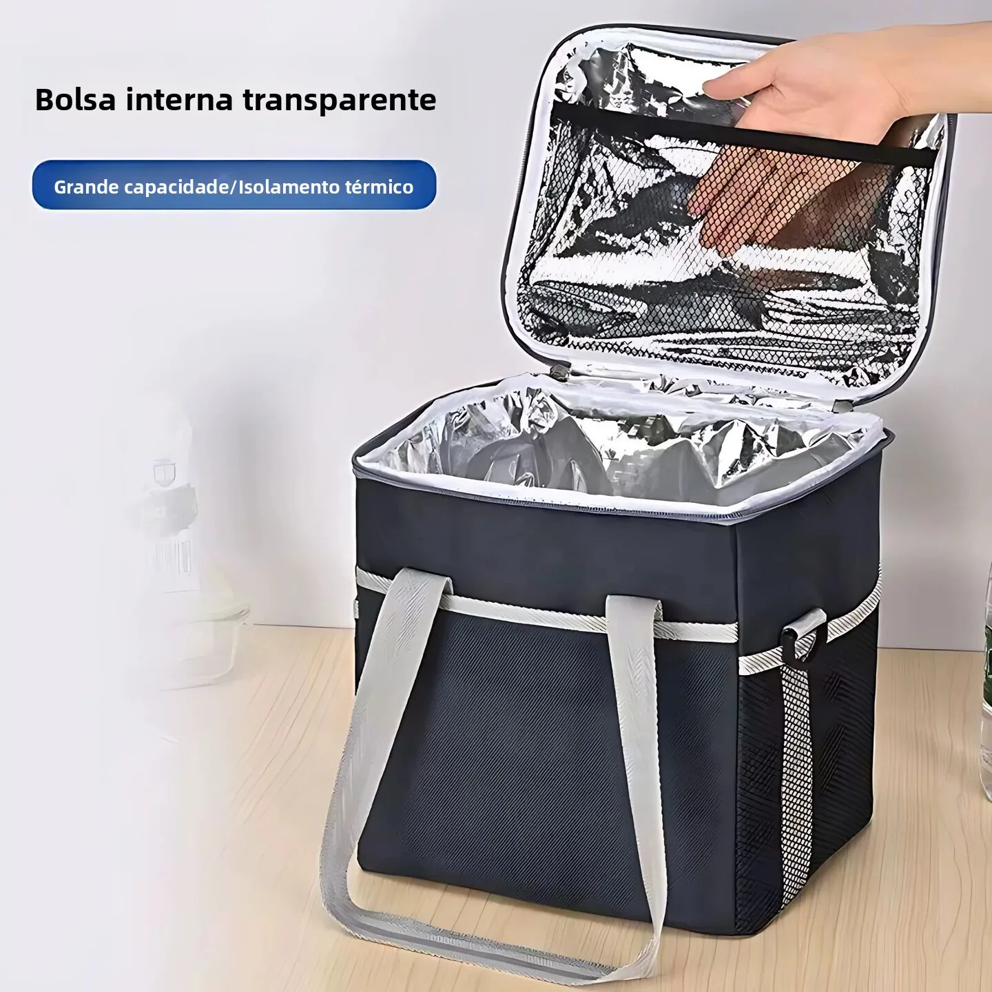 ポータブル厚型断熱クーラーボックス車載食品保存冷蔵庫積み重ね可能な食事保温バッグ