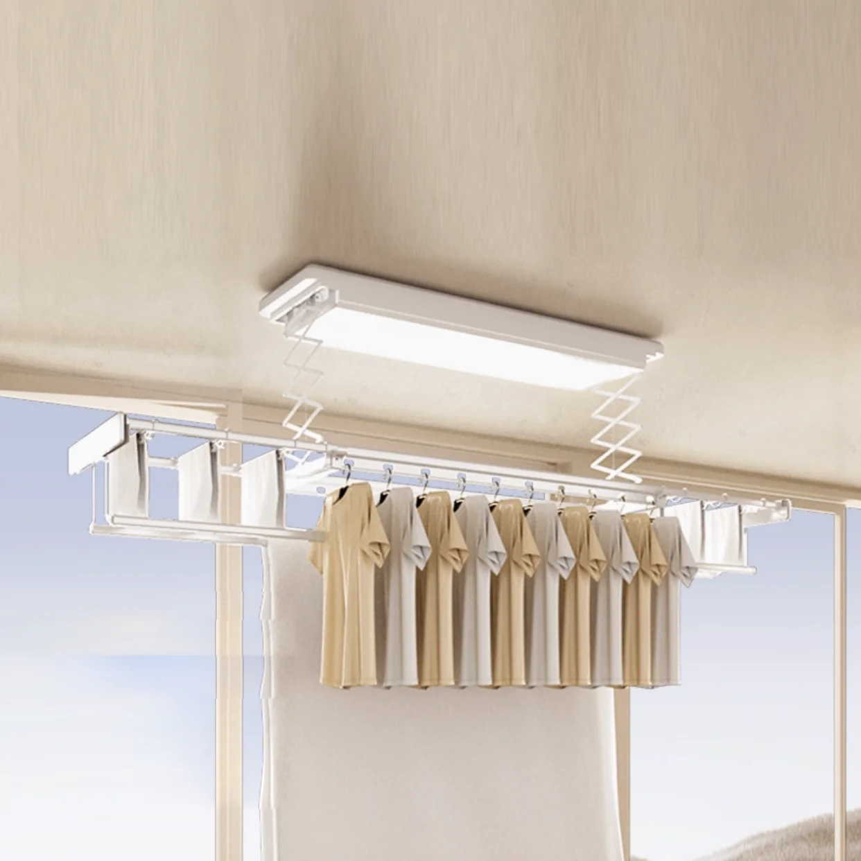 

Электронная умная алюминиевая сушилка для белья с автоматическим подъемом и креплением на потолок для использования на улице и дома