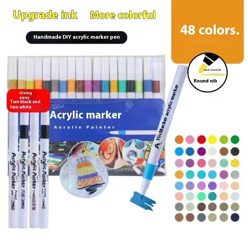 Imagem -04 - Pintura Acrílica Art Marker Pen Pintura de Faça Você Mesmo Desenho para Cartão Cerâmica Pedra Caneca Vidro Tecido Roupas Sapatos Madeira 12 24 36 48 60 Cores