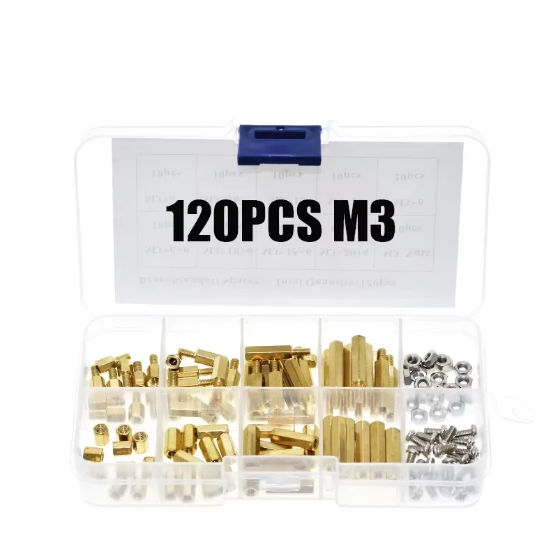 300/270/120pcs M2 M3 Male Female Brass Hex Column Standoff Support Spacer Pillar Screw Nut For PCB Board Assortment Kit