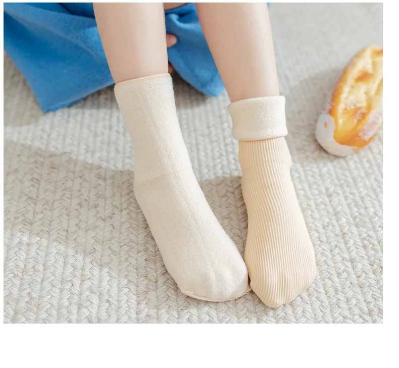 Winter Süßigkeiten Farben Mädchen Kinder Baumwolle vertikale Streifen lange Socken kälte beständig halten warm verdicken Baby Kind Jungen Schnees trümpfe – Detail 16