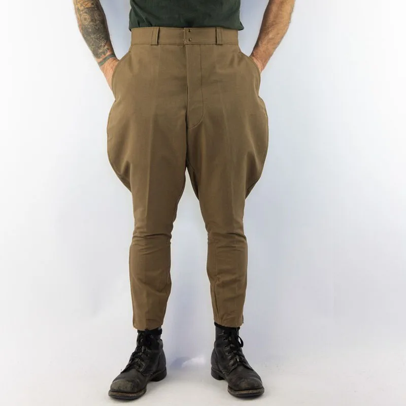 

Self made micro elastic khaki breeches for men and women