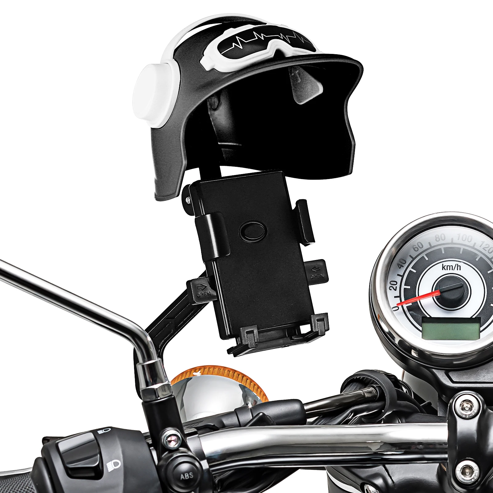 

Bike Phone Holder Motorcycle Mirror Phone Mount with Sunshade Waterproof Clamp Secure Grip for Riding Navigation Music
