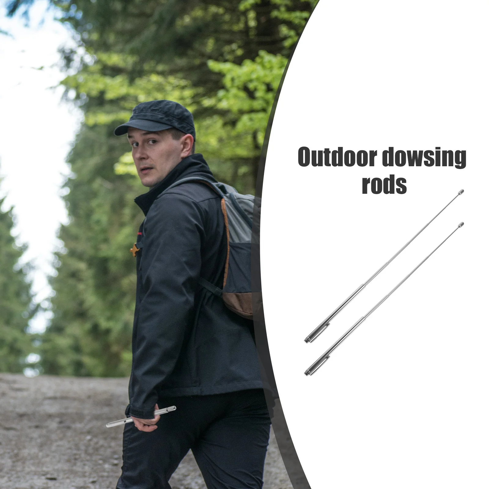 

2Pcs Stainless Steel Dowsing Rods Portable Metal Divining Probe Rods for Outdoor Water Detection Long Durable Lightweight Tools