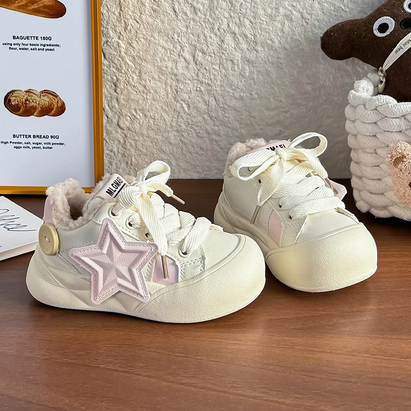 

2025 New Children's leisure sports shoes winter children's versatile sports shoes girls' star fashion sport cotton shoes
