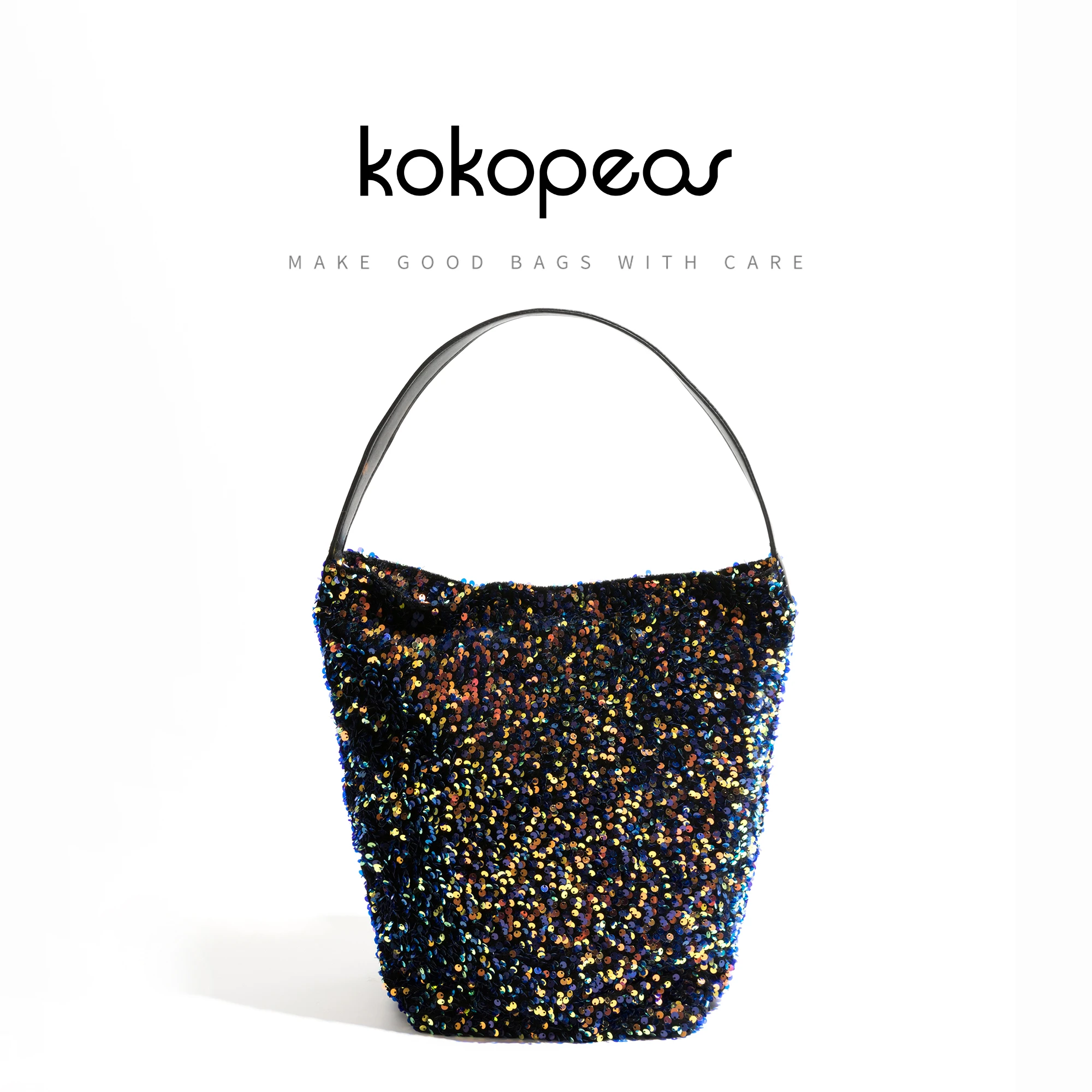 

KOKOPEAS Luxury Sparkling Sequin Ladies Sling Hobo Evening Purse Glitter Trend Shoulder Bag Big Fashion Bucket Shopper Tote 2023