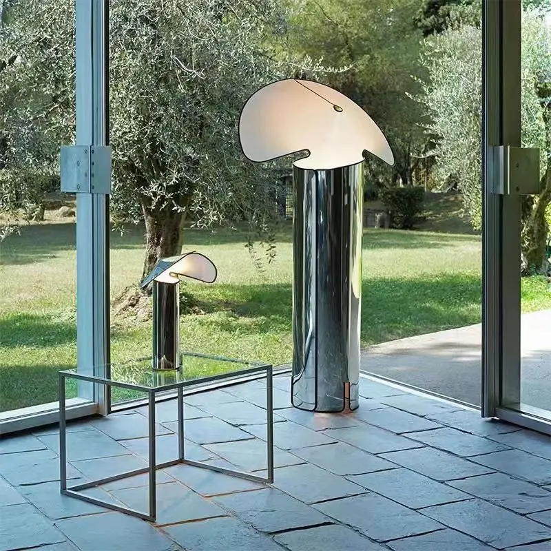 

Italian Designer Table Lamp & Floor Lamp - Minimalist Stainless Steel Hat-Shaped Lighting Fixture for Showroom Model Room