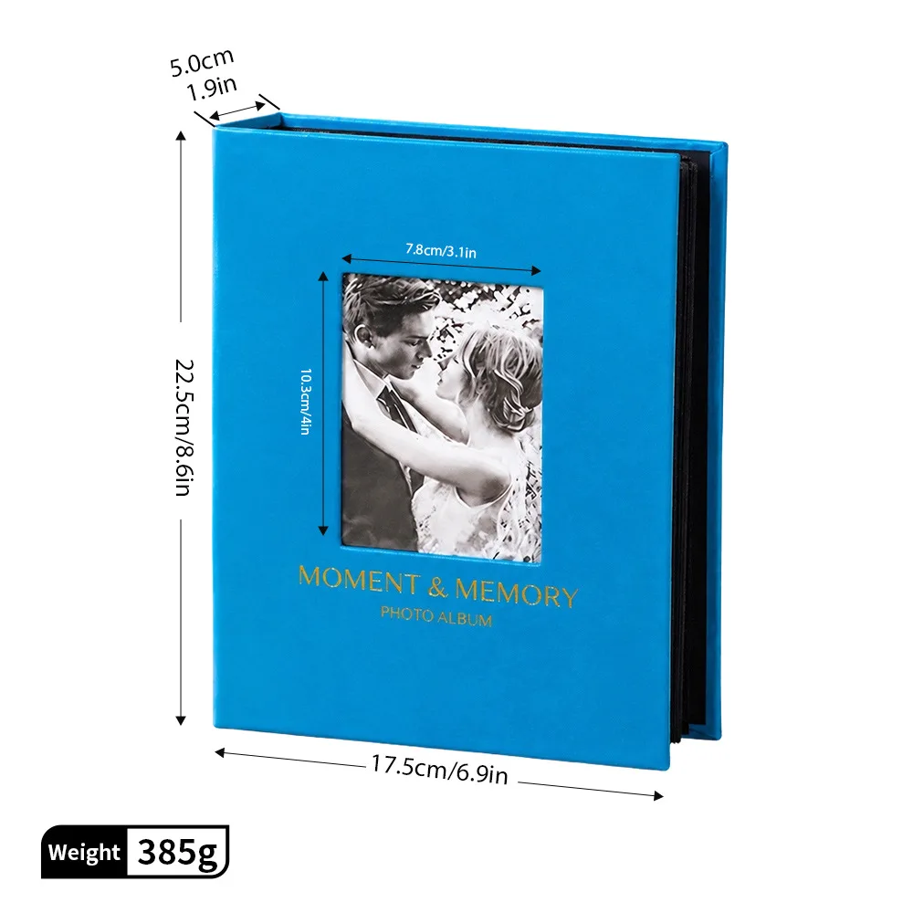 Premium PU leather photo album, holds 200 4x6 photos. Slip‑in with acid‑free sleeves & hollow window, great for Christmas
