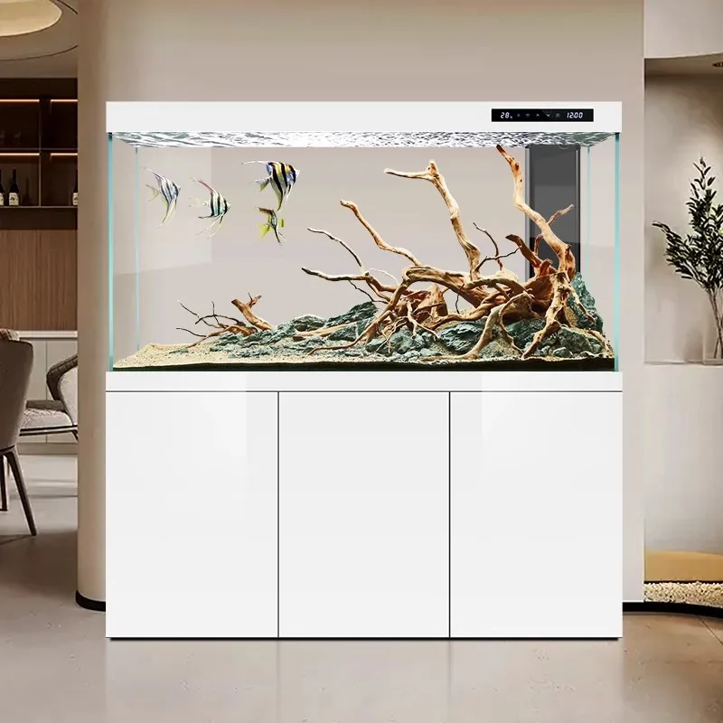 

Italian Minimalist Fish Tank Cabinet Living Room Ultra-white Glass Aquarium Large Fish Tank Living Room Furniture Zapateras FYFT