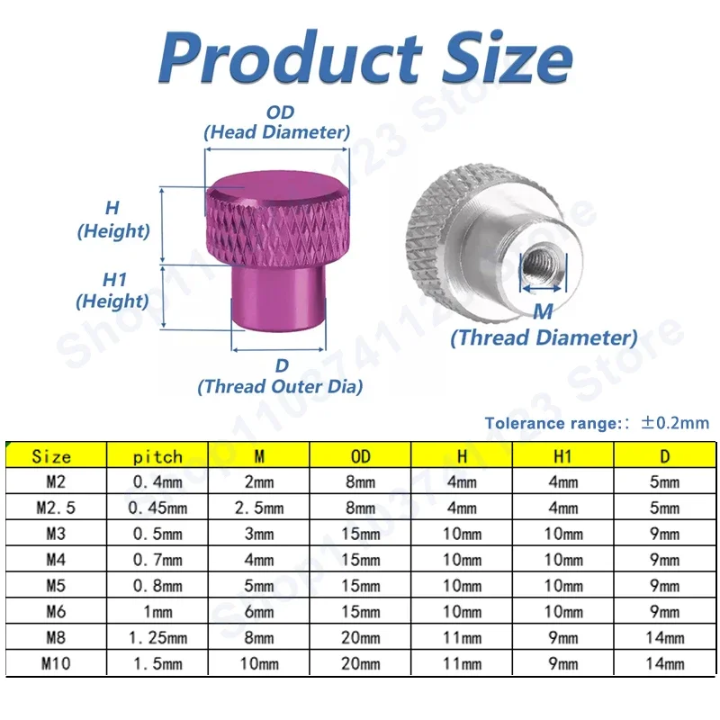 M2 M2.5 M3 M4 M5 M6 M8 M10 Blind hole Aluminum Thumb Nuts Frame Hand Tighten Flange Nut Step Knurled Thumb Nut