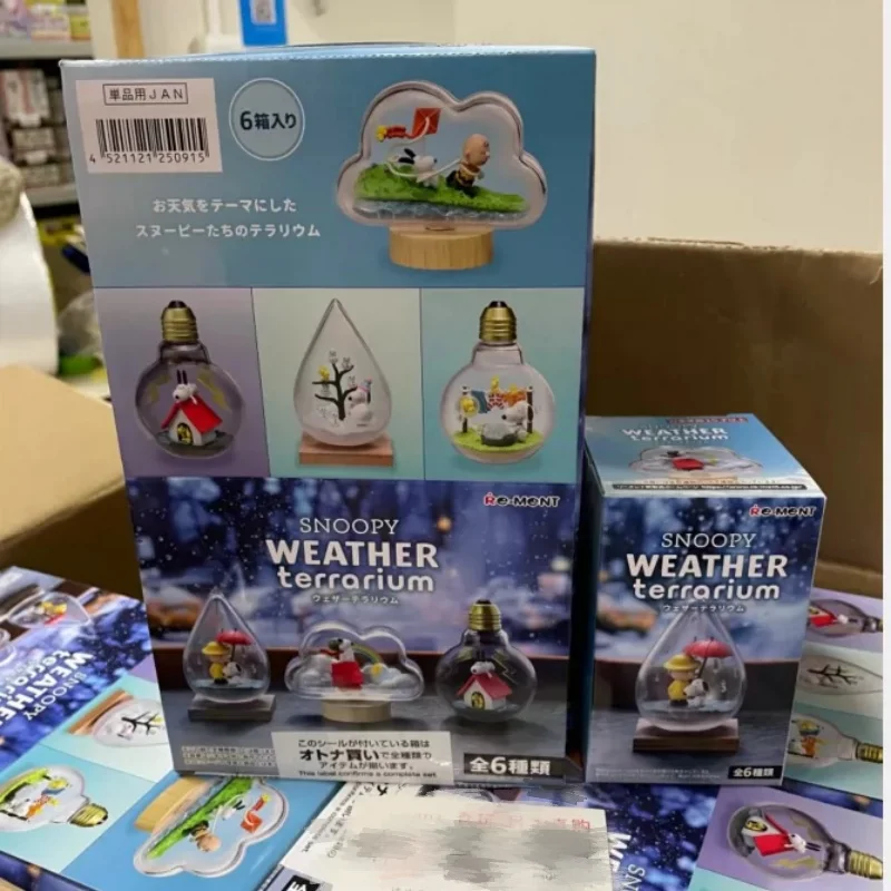 re-ment-original-6pcs-peanuts-スヌーピー-snoopy-weather-terrarium-jouets-pour-enfants-collection-de-cadeaux-ornements-de-collection