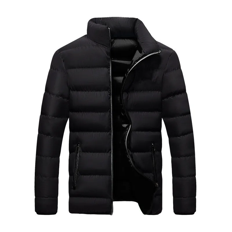 2024 New Winter jacket Long sleeve cotton-padded zipper men\'s stand-up collar plus size cotton