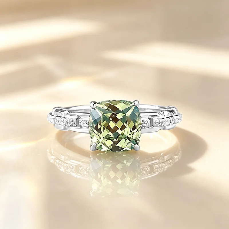 Apaison Sparkling 7x7mm Lab Grown Diamond Women's Ring - Bride Wedding Engagement Anniversary 925 Sterling Silver  Jewelry Gift