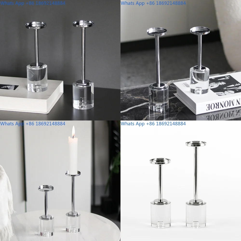 

Luxury Crystal Cylinder Base Candle Holder Modern Art Minimalist Decor for Hotel Dining Table Coffee Table