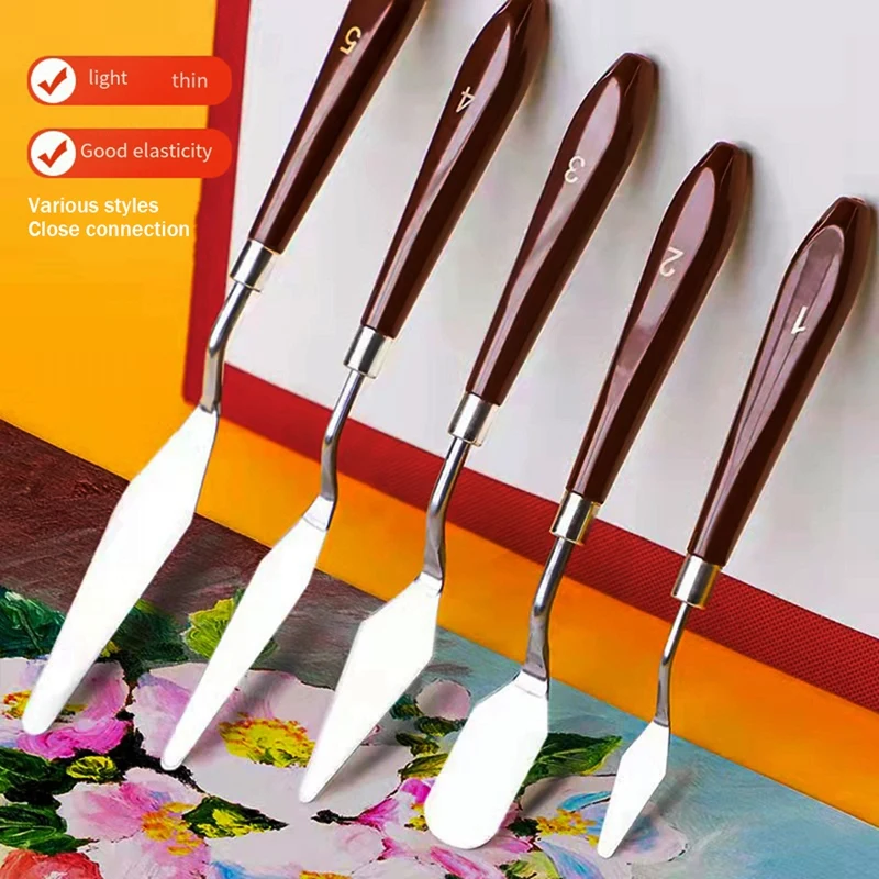 5 Pcs Oil Painting Knife Set Kit Oil Painting Shovel Oil Painting Palette Knife Oil Acrylic Painting Tools Set For Color Mixing