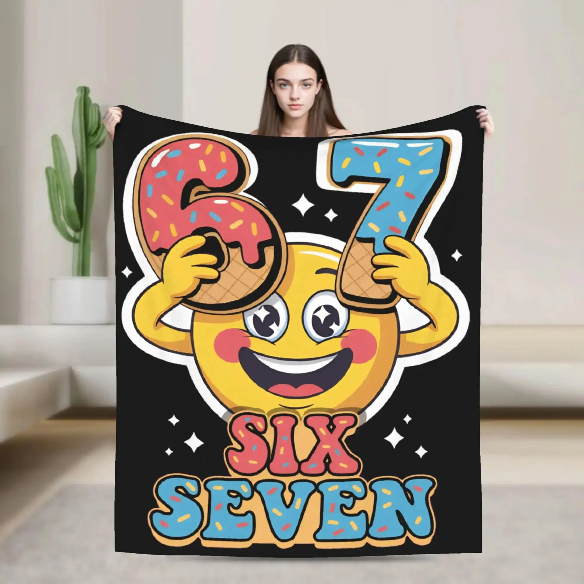 

Плюшевый плед Six Seven Meme Ice Cream Drip Waffle Cone для детей и взрослых, идеально подходит для кровати, дивана, кресла, для дома или путешествий.