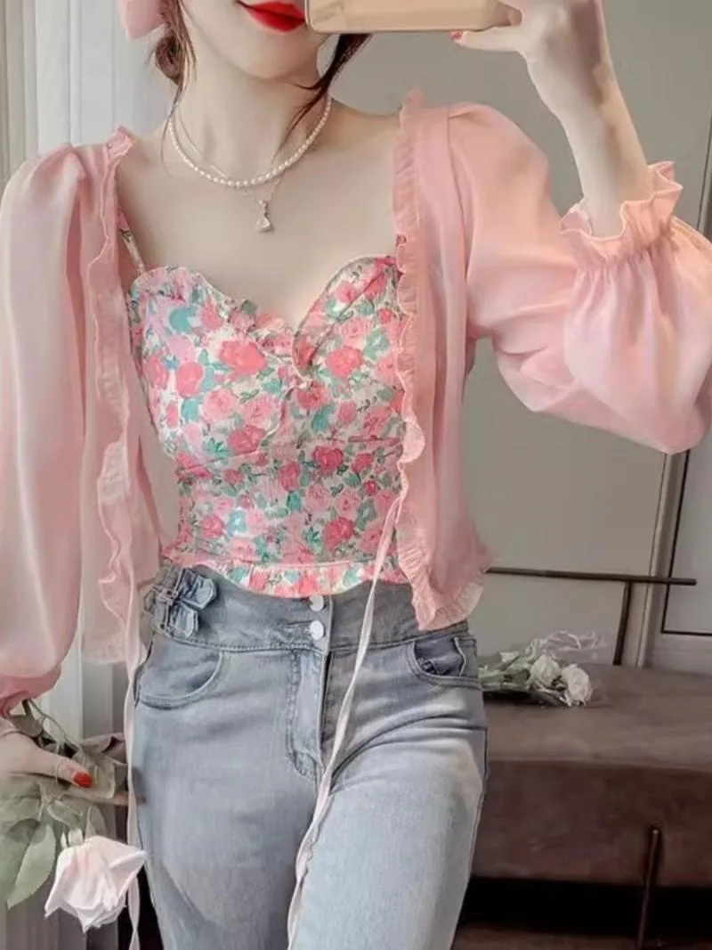 

Женский летний кардиган-накидка в стиле Лолита с длинным рукавом, кружевом и бантом, повседневная солнцезащитная одежда, топы, женские комбинезоны