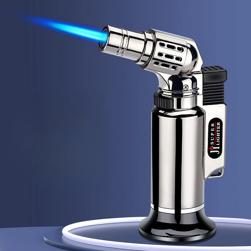 Hot Windproof Metal Turbine Gas Lighter Welding Gun Kitchen Cooking Adjustable Flame Powerful Spray Gun Cigar Lighter Men Gifts
