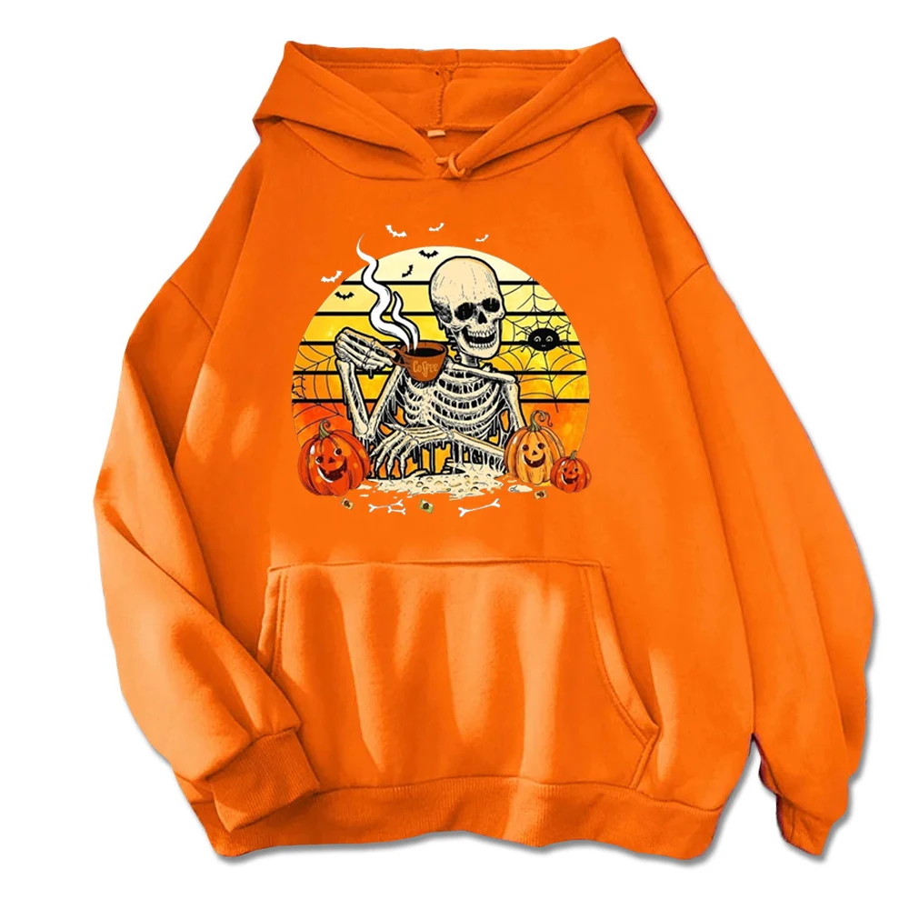 Bestselling Halloween Apparel -  Highlighting Skull Smoker & Bat-Filled Background Hoodies Print on Demand Women Men Clothing