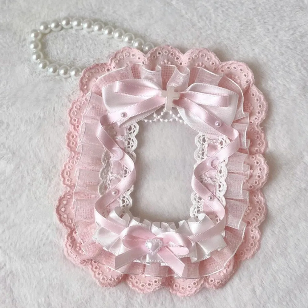 Sweet DIY Card Holder with Ribbon Lolita Lace Photocard Case Idol Display Handmade Photo Protector Case Card