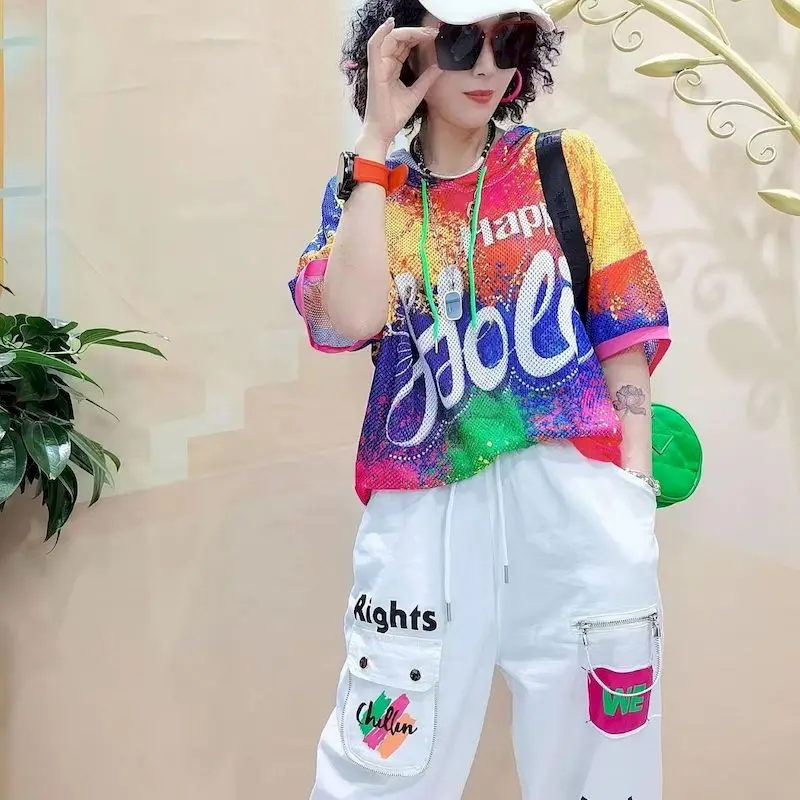 Spersonalizowana koszulka uliczna damska sportowa codzienna bluza z kapturem z rฤkawem w ksztaลcie skrzydลa nietoperza Fashion Design kolorowa