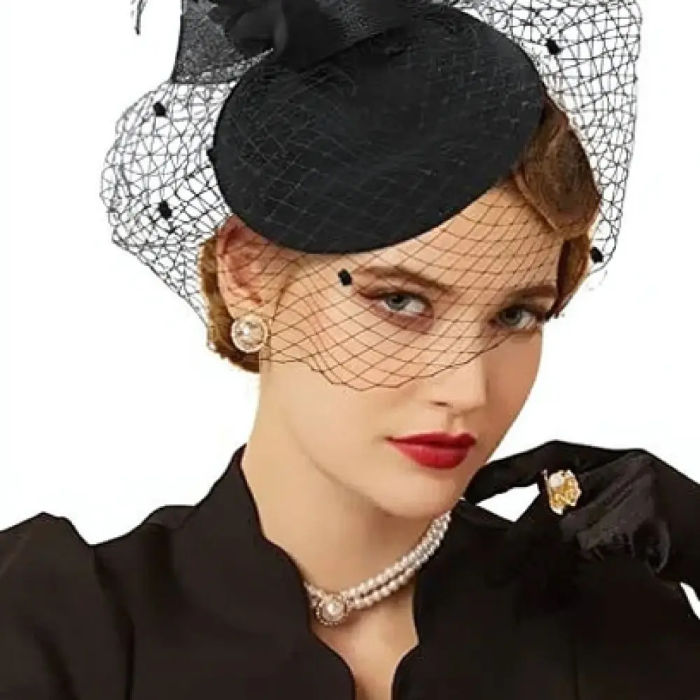 Vintage Mesh Feather Headpiece For Jingxi Ladies Fascinator Clip Elegant Floral Style Wedding Banquet Performance Accessory