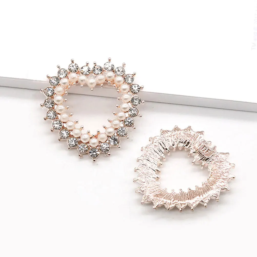 

10pcs Pearl Rhinestones Heart Shaped Charm DIY Embellishments Clothes Decor Jewelry Alloy Crystal Supplies naments Wedding