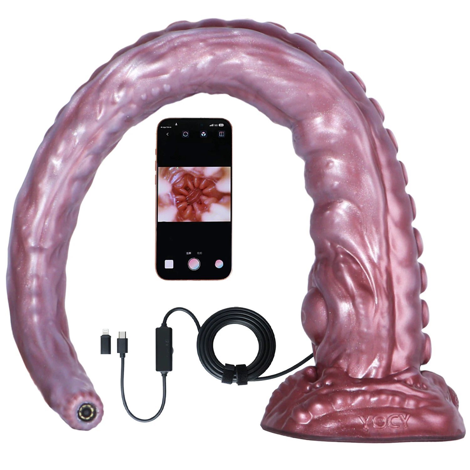 LICKER Extra Long Silicone Anal Plug With HD Endoscope Camera 8 LED Lights Real-Time Viewing Explore Anal Internal Adult Sex Toy