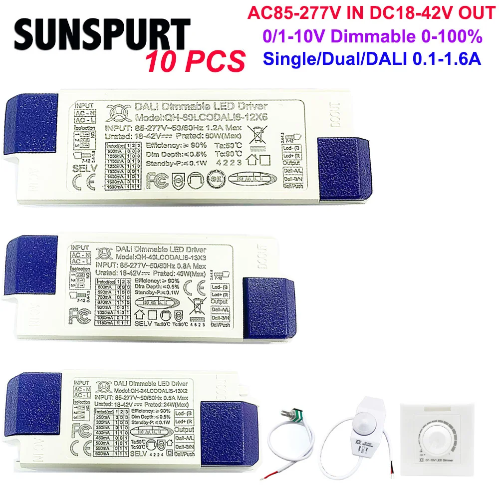 

1-10P 0-10V Dimmable LED Driver 1W 3W 5W 10W 20W 30W 50W Lighting Transformers DALI CCT 300 600 900mA 1200mA 1500mA Power Supply