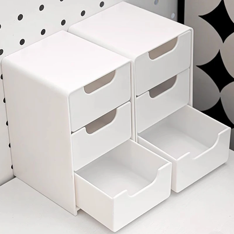 1PCS 3 Layer Drawer Desktop Storage Box Organizer Minimalist Dustproof Container for Cosmetics Jewelry Office Supplies with Draw