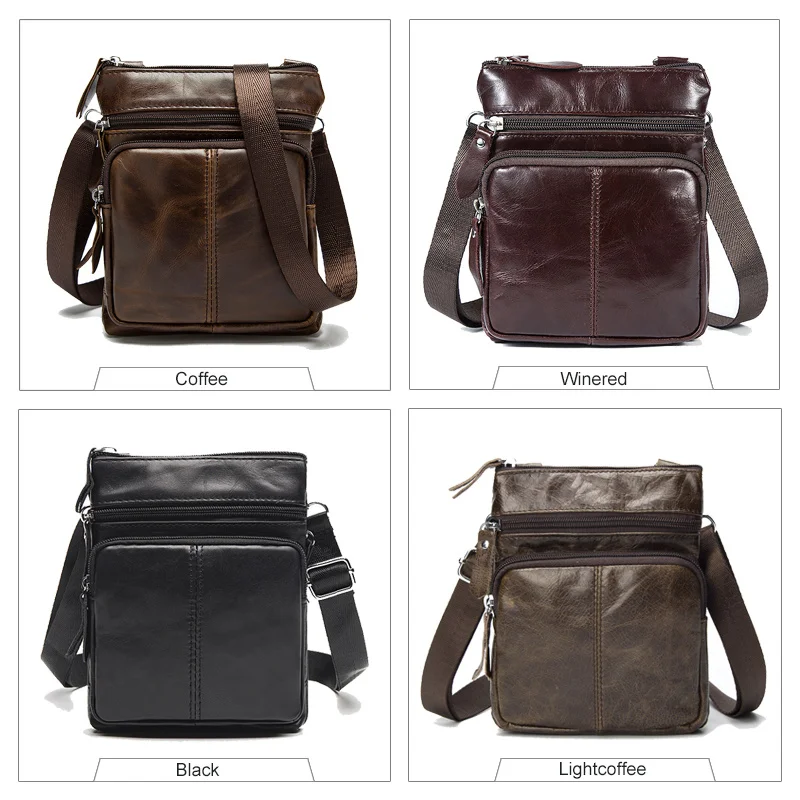 Messenger Bag Men's Shoulder Genuine Leather Bags Flap Small Male Man Crossbody Bags for Men Natural Leather Bag M701