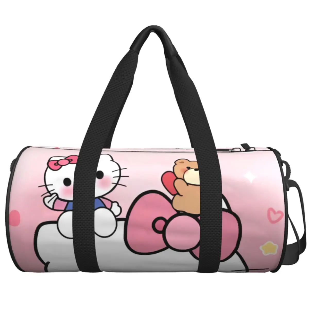 

Men's Travel Bag Kawaii Hello Kitty Gym Bag Large Cute Cartoon Oxford Custom Handbag Graphic Luggage Sports Bag