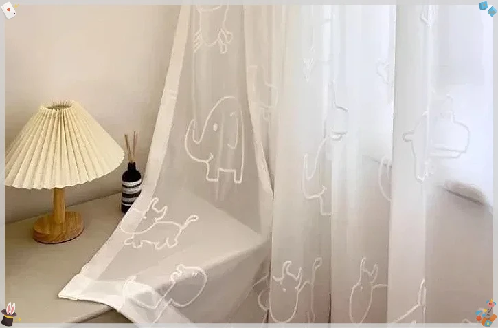 Gauze Curtain Window Screen Breathable Translucent New Arrivals 1pc Animal Paradise Children's Room White Relief Embroidered