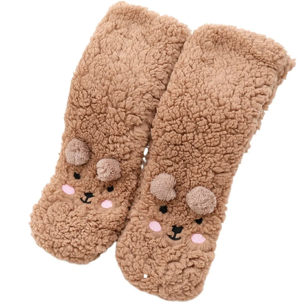 

Kawaii Embroidery Winter Floor Socks Cartoon Plush Thick Thermal Socks Winter Mid Tube Animal Graphic Socks Gifts