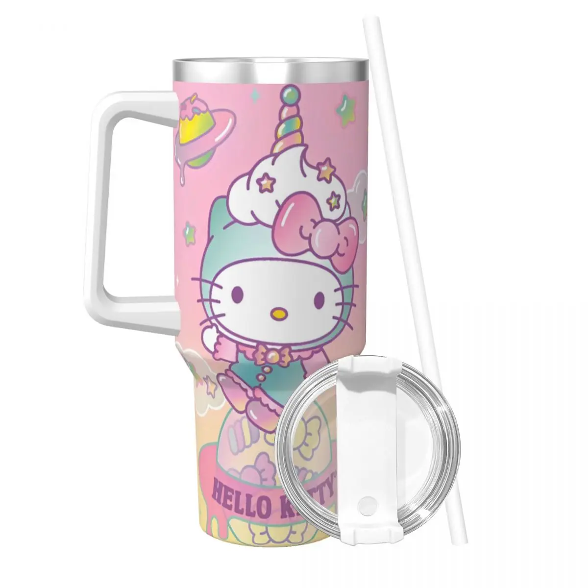 Stainless Steel Tumbler Hello Kitty Miniso Large Capacity Thermal Cups Insulated Cold Drink Car Mugs Camping Custom Water Bottle