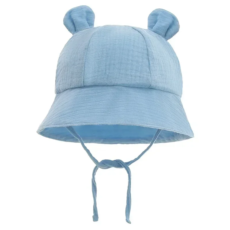 Spring Autumn Solid Color Soft Baby Bucket Hat Cotton Fisherman Hats Kids Summer Toddler Boys Girls Panama Sun Cap