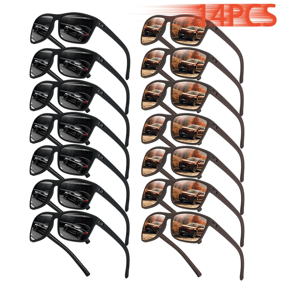 14PCS Travel Summer Beach Sunglasses Designer Eyewear Colorful Stripes Check Pattern  Men Women Casual Driving Fishing Vacation