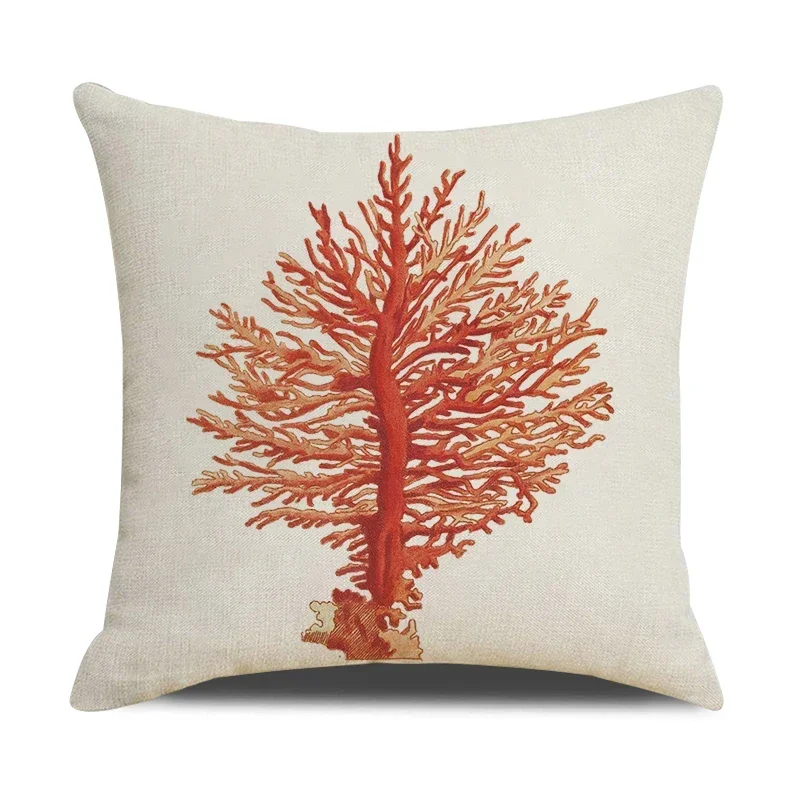 Shell Conch Marine Life Printed Linen Cushion Cover 45x45cm Pillow Covers Summer Home Seat Sofa Car Decorative Throw Pillowcase