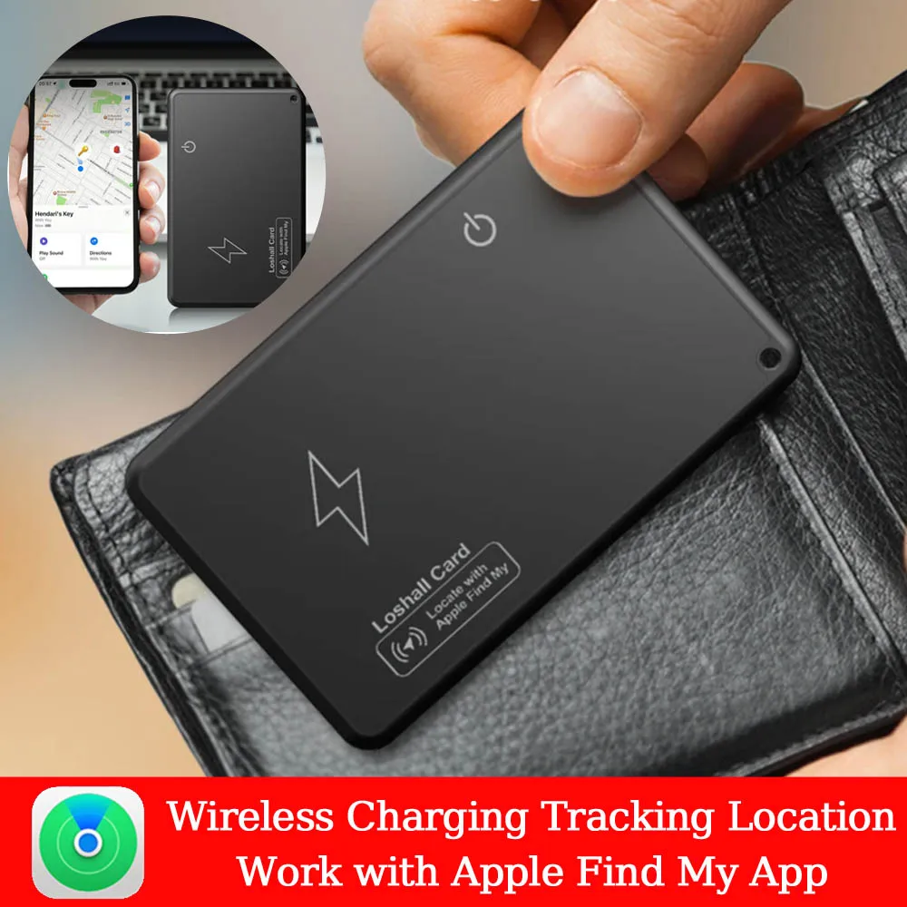 Seguimiento de carga inalámbrica, ubicación, billetera, tarjeta, localizador GPS resistente al agua, funciona con Apple Find My App, rastreador Bluetooth, nuevo