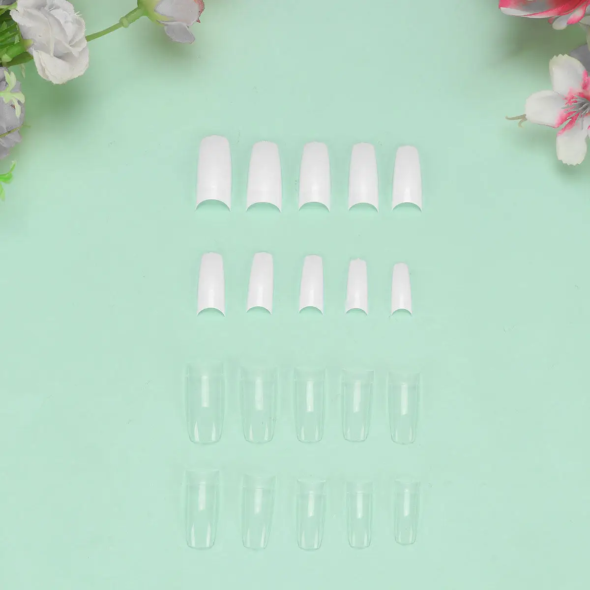 

2 Boxes French Style Nail Tips White and Transparent Artificial Nail Set for Women Girls High Quality Manicure Accessories
